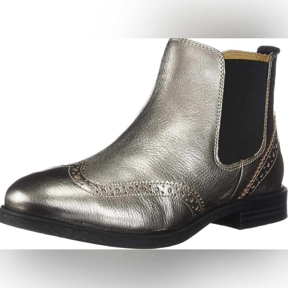 Hush Puppies Gunmetal Metallic Leather Bailey Chelsea Boot